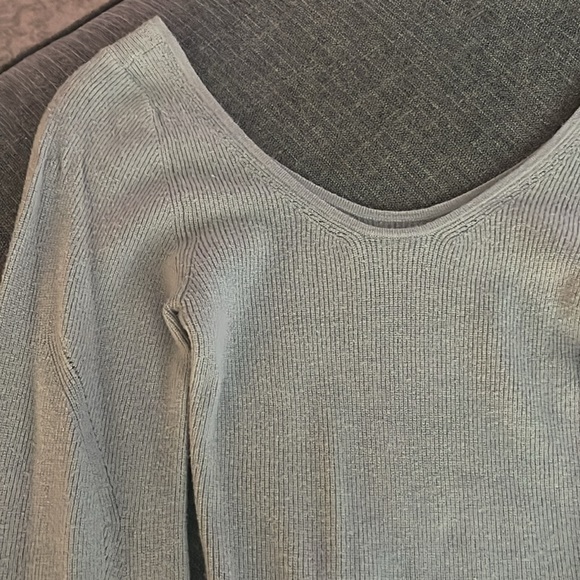 Light teal/gray long sleeved sweater bodysuit - Picture 3 of 6